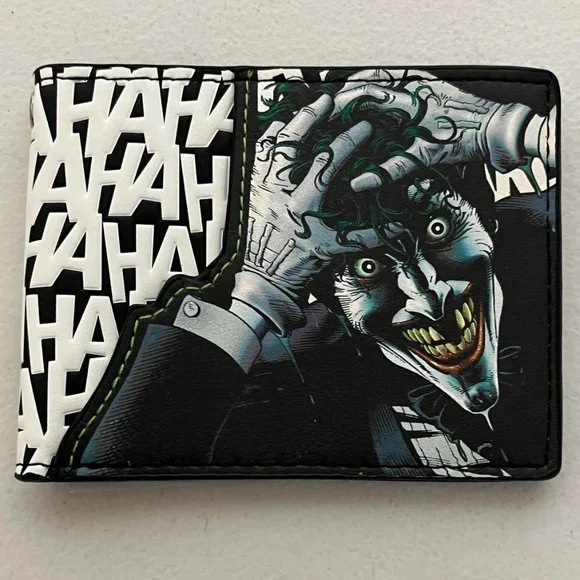 Batman Joker Pleather Wallet Bruce Wayne Penguin Jim Gordon Cat Woman DC Comic - Picture 1 of 8